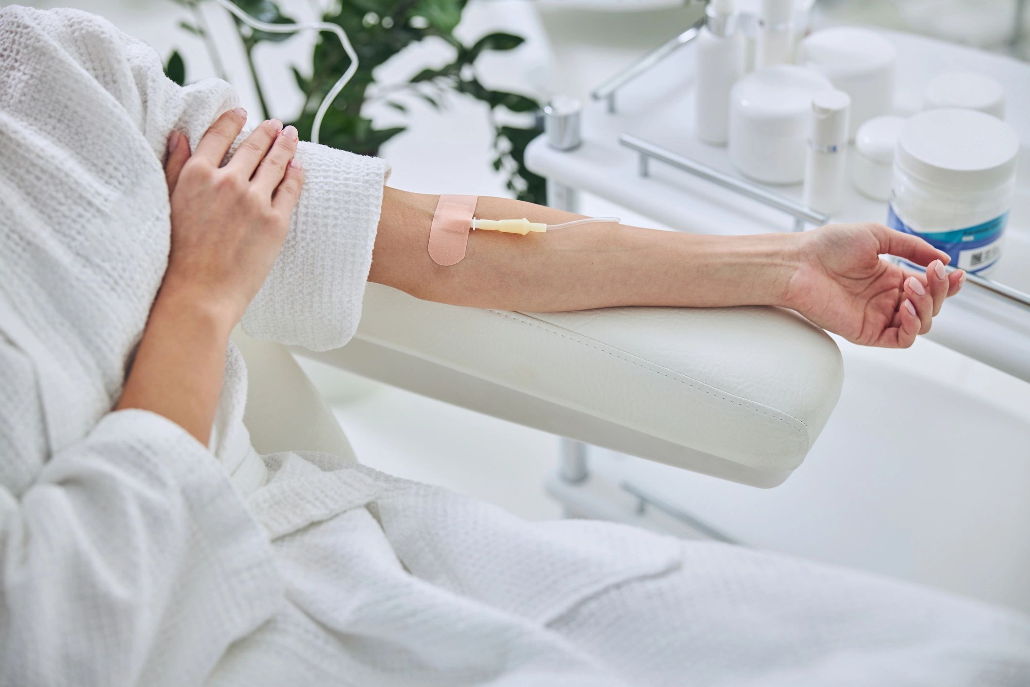 IV therapy infusion in a wellness clinic setting